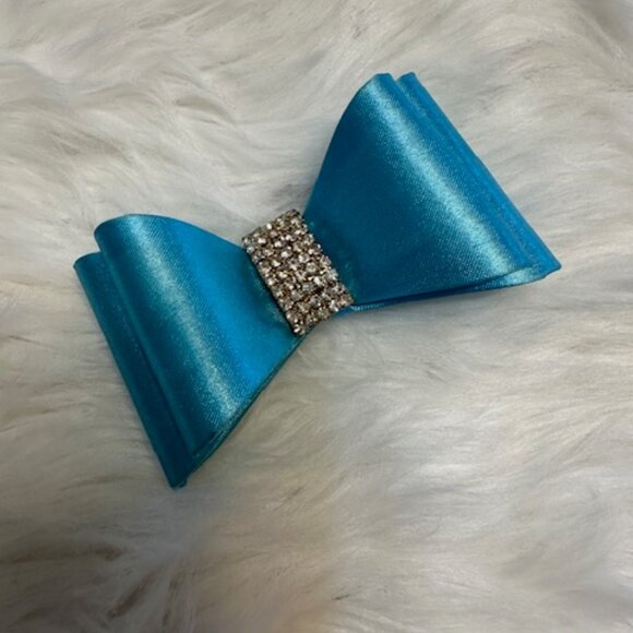 Hand Crafted Other - Aqua 3 1/2" Double Stacked Bow Tie Bow   7858